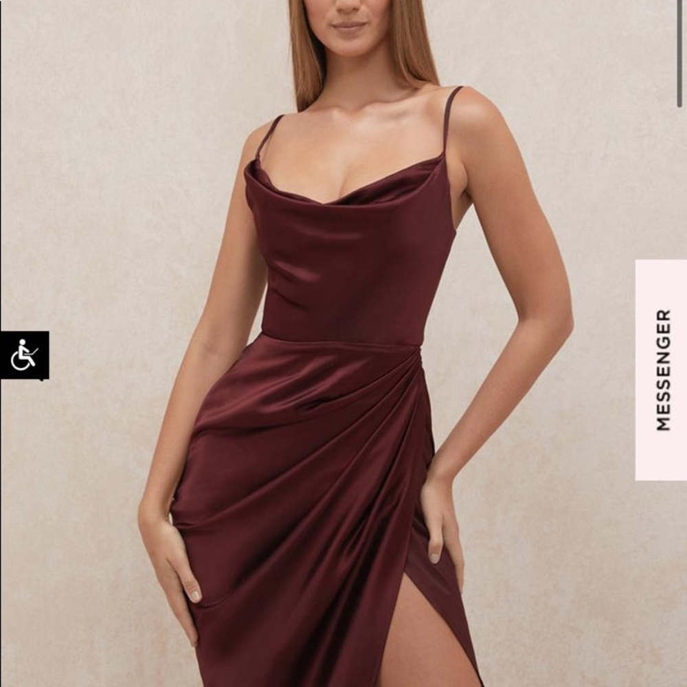 House Of CB : RAISIN SATIN DRESS (M) Brand New!